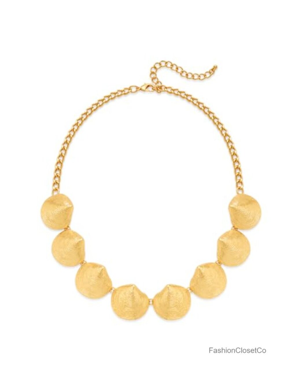 Gold Plated Seashell Choker Necklace Statement Ocean Shell Bib